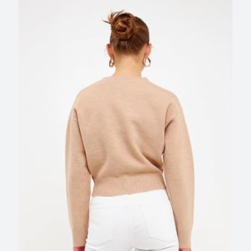 Endless Rose Beige Love Chenille Embroidered Sweater NWT - Picture 8 of 9